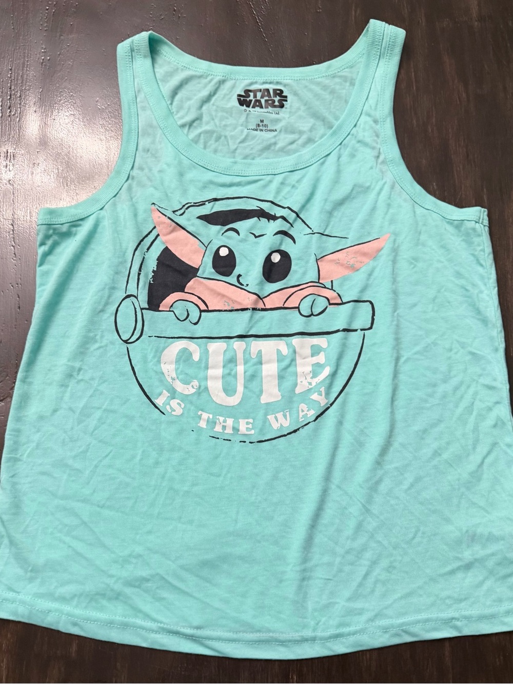 Star Wars Mint Tank Top with Baby Yoda Pink Accent